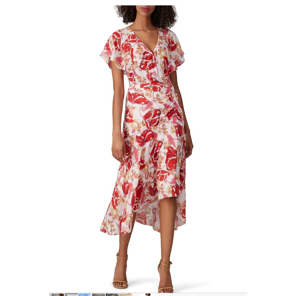 Parker Vivi Silk Floral Midi Dress Size 2